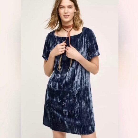 Anthropologie Floreat Crushed Velvet Burnout Tunic Oversized Dress - Picture 3 of 12